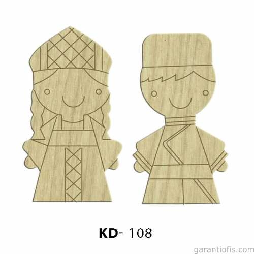 Hobi-Art KD 108 - Erkek ve Kadın Çifti Dekoratif Mini Figür Ahşap Süs Objeler - 1