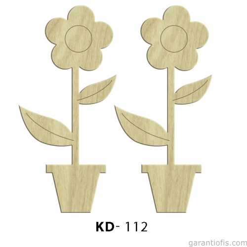 Hobi-Art KD 112 - Çiçekli Saksı Figürlü Dekoratif Mini Ahşap Obje - 1