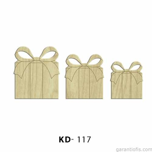 Hobi-Art KD 117 - Hediye Paketi Figürlü Dekoratif Mini Ahşap Obje - 1