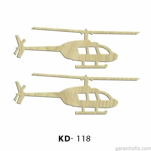 Hobi-Art KD 118 - Helikopter Figürlü Dekoratif Mini Ahşap Obje - 1