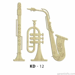 Hobi-Art KD 12 - Klarnet Saksafon Seti Dekoratif Mini Ahşap Obje