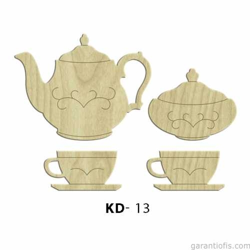 Hobi-Art KD 13 - Çay Seti Dekoratif Mini Ahşap Obje - 1