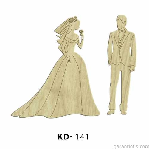 Hobi-Art KD 141 - Gelin ve Damat Figürlü Mini Ahşap Obje - 1