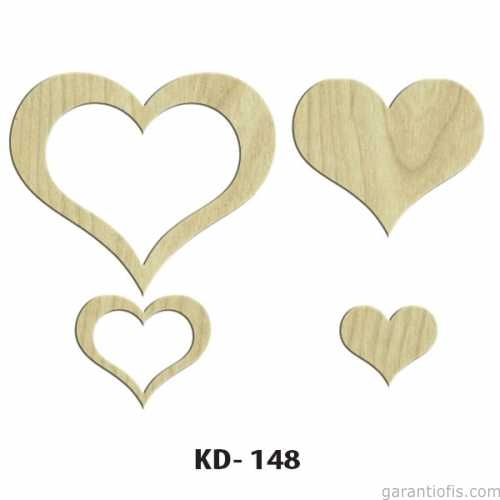 Hobi-Art KD 148 - Kalp Figürlü Dekoratif Mini Ahşap Obje - 1