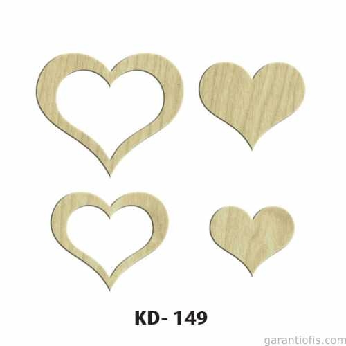 Hobi-Art KD 149 - Kalp Figürlü Dekoratif Mini Ahşap Obje - 1