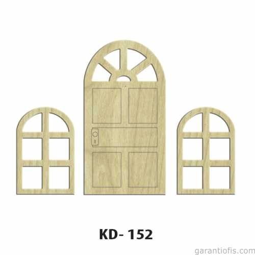 Hobi-Art KD 152 - Kapı Pencere Figürlü Dekoratif Mini Ahşap Obje - 1