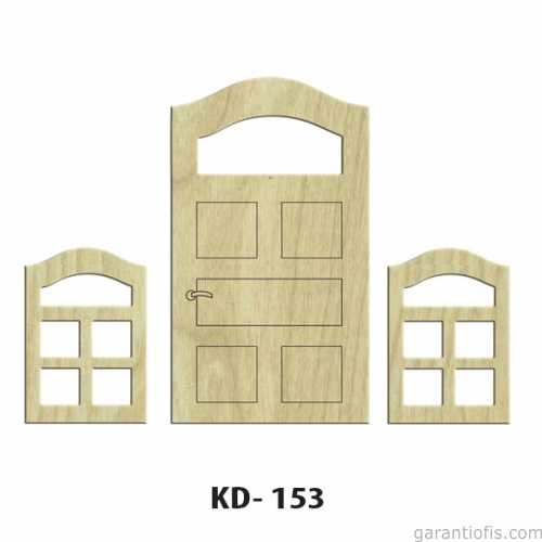 Hobi-Art KD 153 - Kapı Pencere Figürlü Dekoratif Mini Ahşap Obje - 1