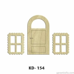Hobi-Art KD 154 - Kapı Pencere Figürlü Dekoratif Mini Ahşap Obje
