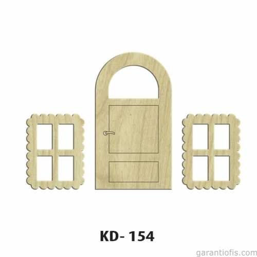 Hobi-Art KD 154 - Kapı Pencere Figürlü Dekoratif Mini Ahşap Obje - 1