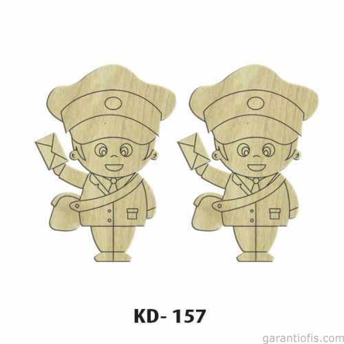 Hobi-Art KD 157 - Postacı Figürlü Dekoratif Mini Ahşap Obje - 1