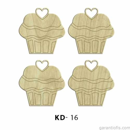 Hobi-Art KD 16 - Kalpli Kekler  Dekoratif Mini Ahşap Obje - 1