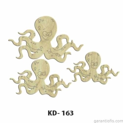 Hobi-Art KD 163 - Ahtapot Figürlü Dekoratif Mini Ahşap Obje