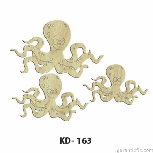 Hobi-Art KD 163 - Ahtapot Figürlü Dekoratif Mini Ahşap Obje - 1