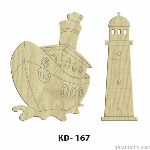 Hobi-Art KD 167 - Gemi Figürlü Dekoratif Mini Ahşap Obje - 1