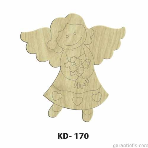 Hobi-art Kd 170 - Melek Kız Figürlü Dekoratif Mini Ahşap Obje