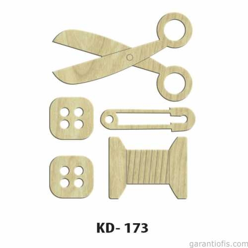 Hobi-Art KD 173 Terzi Seti Dekoratif Mini Ahşap Obje - 1