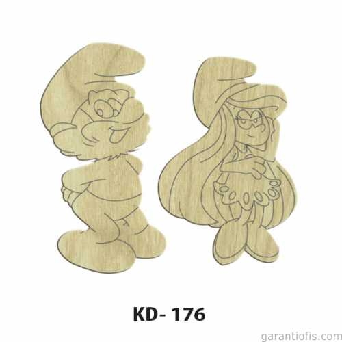 Hobi-Art KD 176 - Şirinler Çizgi Film Karakterleri Mini Ahşap Obje - 1