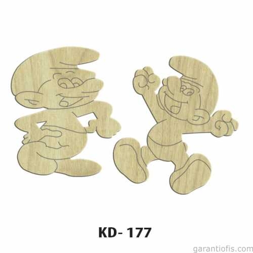 Hobi-Art KD 177 - Şirinler Çizgi Film Karakterleri Mini Ahşap Obje - 1