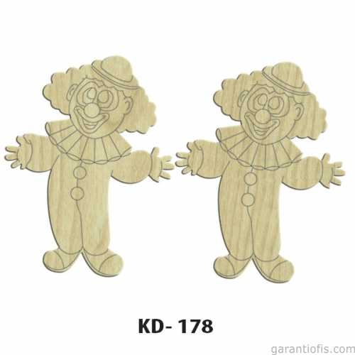 Hobi-Art KD 178 - Palyaço Figürlü Dekoratif Mini Ahşap Obje - 1