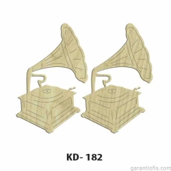 Hobi-Art KD 182 - Gramafon Figürlü Dekoratif Mini Ahşap Obje