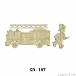 Hobi-Art KD 187 - İtfaiyeci Figürlü Dekoratif Mini Ahşap Obje