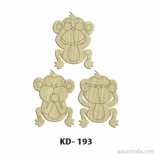 Hobi-Art KD 193 - Maymun Figürlü Dekoratif Mini Ahşap Obje - 1