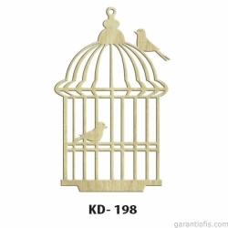 Hobi-Art KD 198 Kuş Kafesi Şeklinde Dekoratif Mini Ahşap Obje