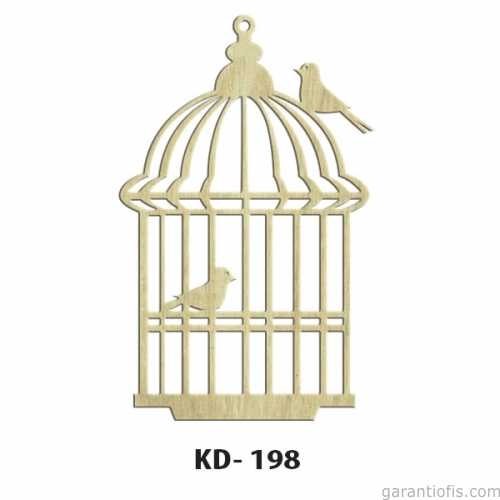 Hobi-Art KD 198 Kuş Kafesi Şeklinde Dekoratif Mini Ahşap Obje - 1