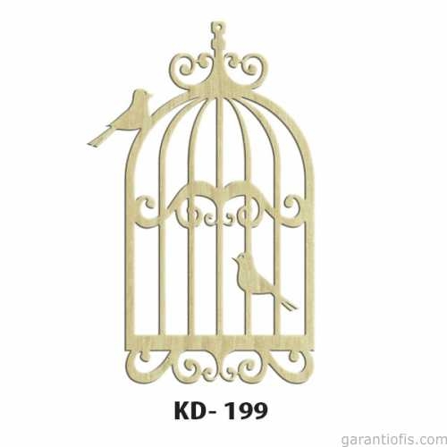 Hobi-Art KD 199 Kuş Kafesi Şeklinde Dekoratif Mini Ahşap Obje - 1