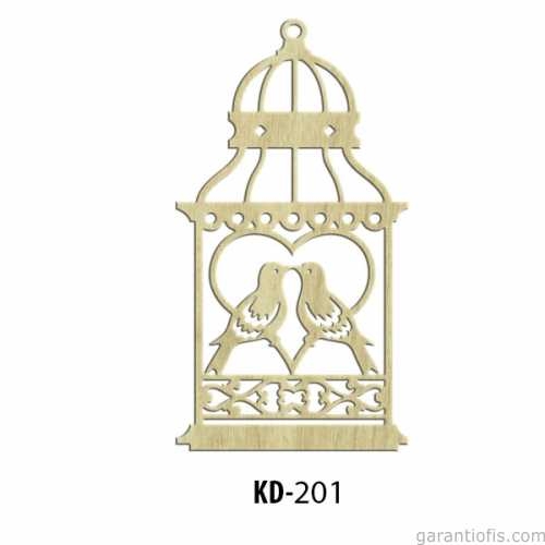 Hobi-Art KD 201 Kuş Kafesi Şeklinde Dekoratif Mini Ahşap Obje - 1