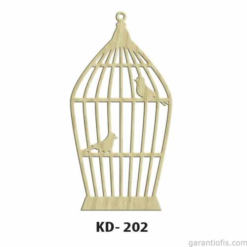 Hobi-Art KD 202 Kuş Kafesi Şeklinde Dekoratif Mini Ahşap Obje - 1