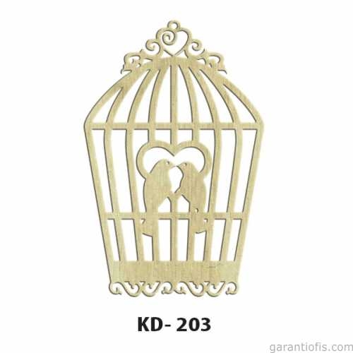 Hobi-Art KD 203 Kuş Kafesi Şeklinde Dekoratif Mini Ahşap Obje - 1