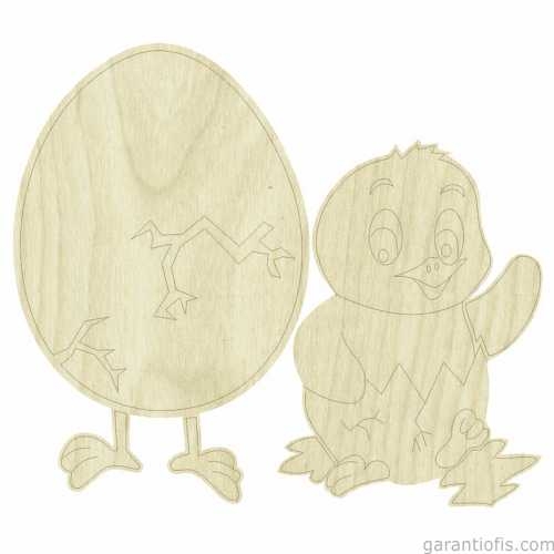 Hobi-Art KD 257 Yumurta ve Civciv Figürlü Mini Ahşap Obje - 1