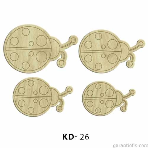 Hobi-Art KD 26 - Uğur Böcekleri Dekoratif Mini Ahşap Obje - 1