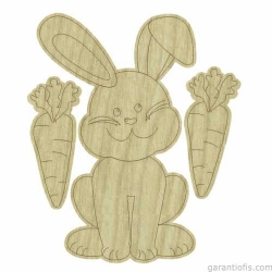 Hobi-Art KD 268 Tavşan ve Havuç Figürlü Mini Ahşap Obje