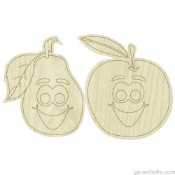 Hobi-Art KD 272 Elma ve Armut Figürlü Mini Ahşap Obje