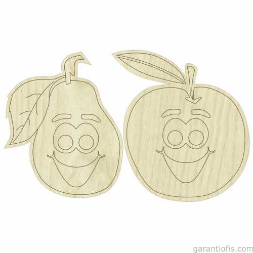 Hobi-Art KD 272 Elma ve Armut Figürlü Mini Ahşap Obje - 1