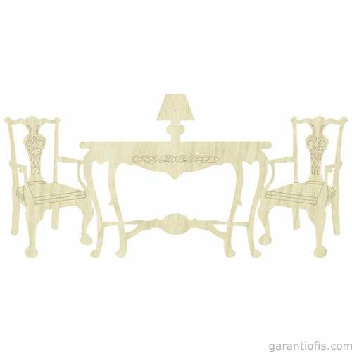 Hobi-Art KD 287 Masa ve Sandalye Figürlü Mini Ahşap Obje - 1