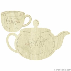 Hobi-Art KD 291 Çaydanlık ve Fincan Figürlü Mini Ahşap Obje