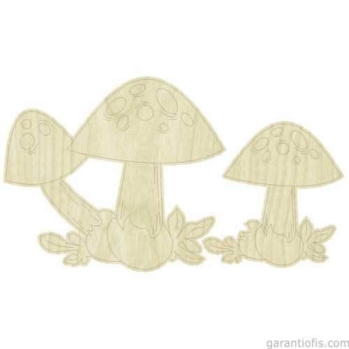 Hobi-Art KD 292 Mantar Figürlü Mini Ahşap Obje - 1