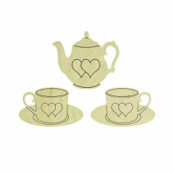 Hobi-Art KD 297 Fincan ve Demlik Figürlü Mini Ahşap Obje