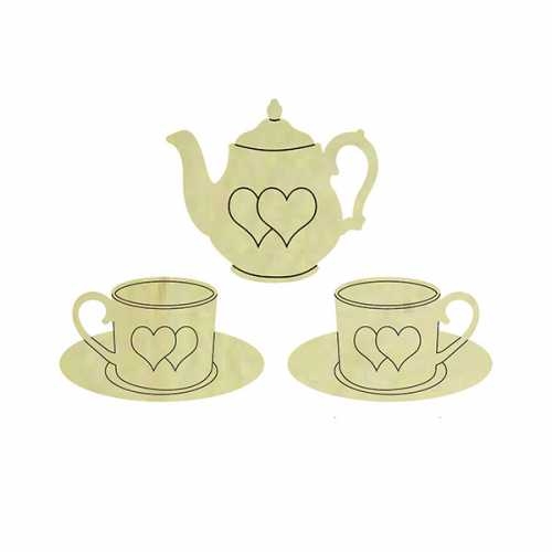 Hobi-Art KD 297 Fincan ve Demlik Figürlü Mini Ahşap Obje - 1