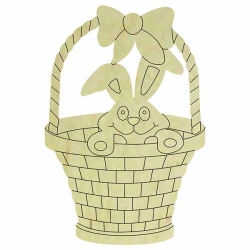 Hobi-Art KD 300 Sepet İçinde Tavşan Figürlü Mini Ahşap Obje