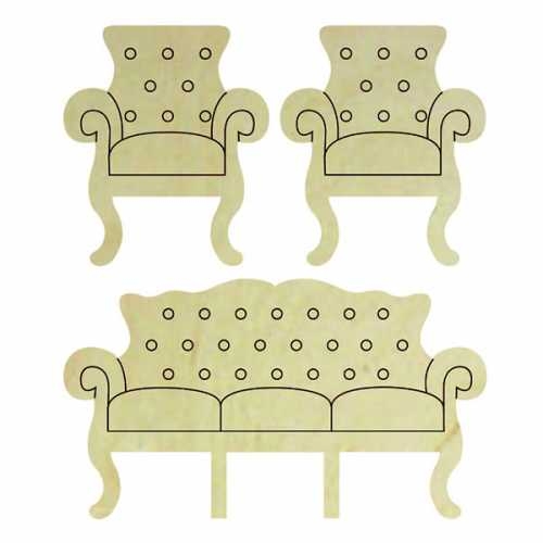 Hobi-Art KD 302 Koltuk Takımı Figürlü Mini Ahşap Obje - 1