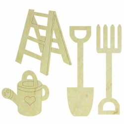 Hobi-Art KD 310 Bahçe Aletleri Figürlü Mini Ahşap Obje