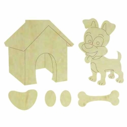 Hobi-Art KD 325 Köpek Kulübe Figürlü Mini Ahşap Obje