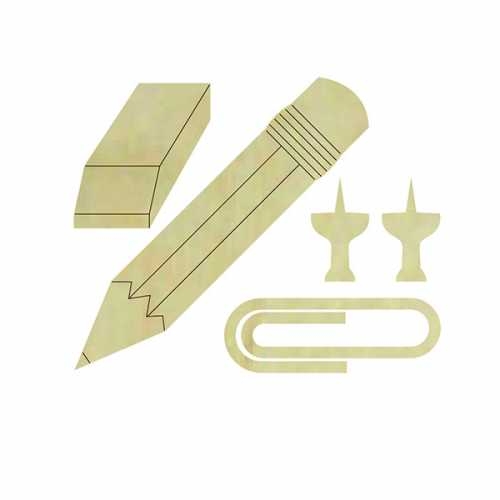 Hobi-Art KD 334 Kalem Silgi Ataş Raptiye Figürlü Mini Ahşap Obje - 1