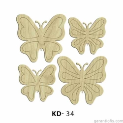 Hobi-Art KD 34 - Kelebekler Dekoratif Mini Ahşap Obje - Thumbnail