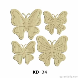 Hobi-Art KD 34 - Kelebekler Dekoratif Mini Ahşap Obje - 1