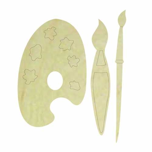 Hobi-Art KD 344 Palet ve Fırça Figürlü Mini Ahşap Obje - 1